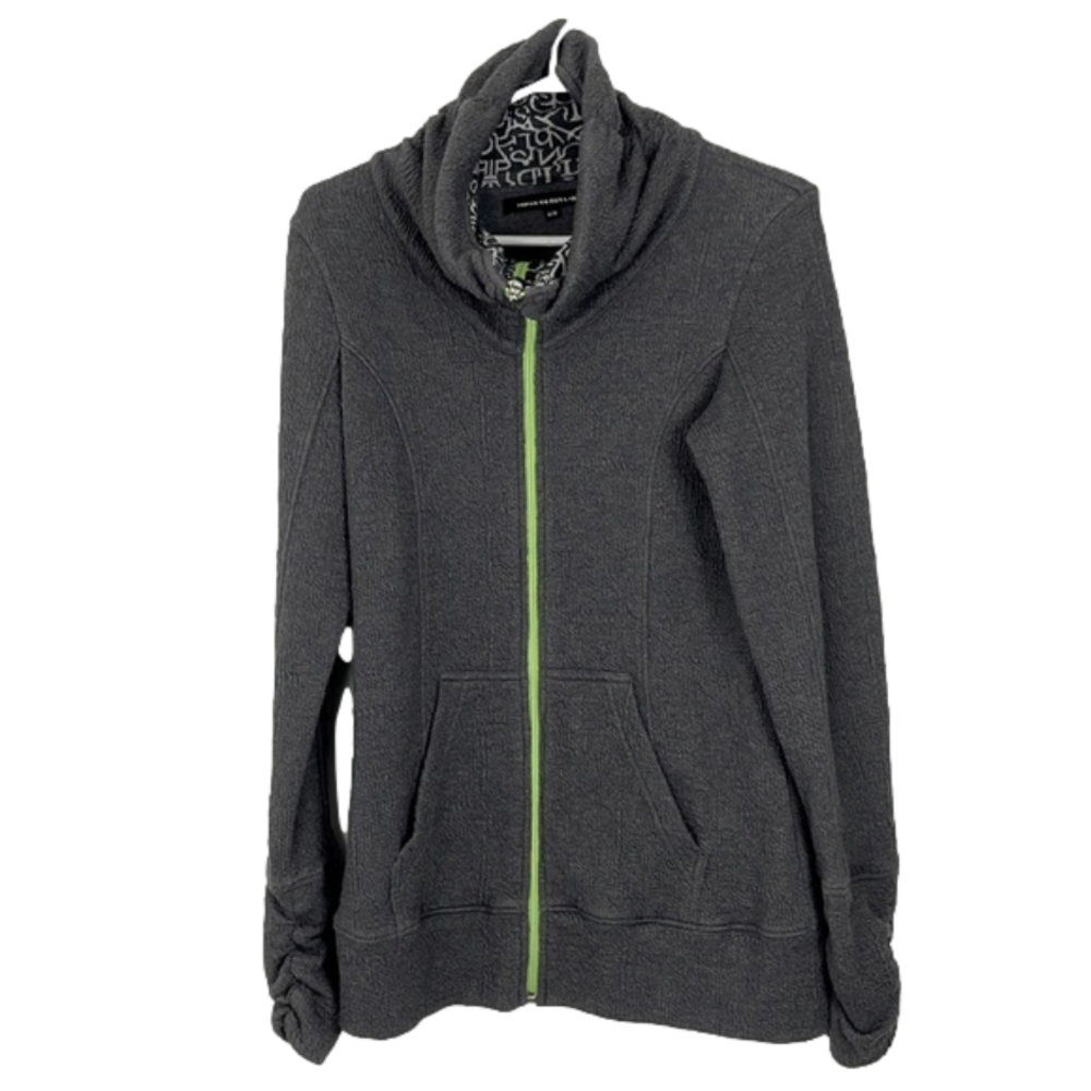 Tonia Debellis Grey Wrinkle-Style Zip-Up Jacket
